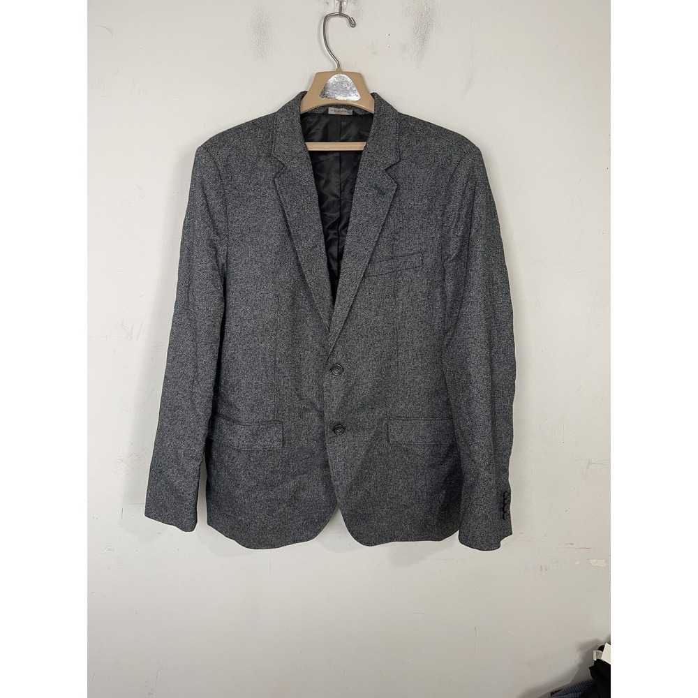 Banana Republic Mens Blazer 46R Gray Tweed Fall Preppy Tailored Slim Fit Jacket